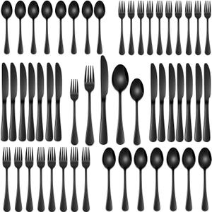 DEHOV 30 PCs Flatware Sets,Black Stainless Steel Silverware Sets Service For 6 Person,Durable Cutlery Sets For Home,Party,Restaurant,Tableware Cutlery Sets