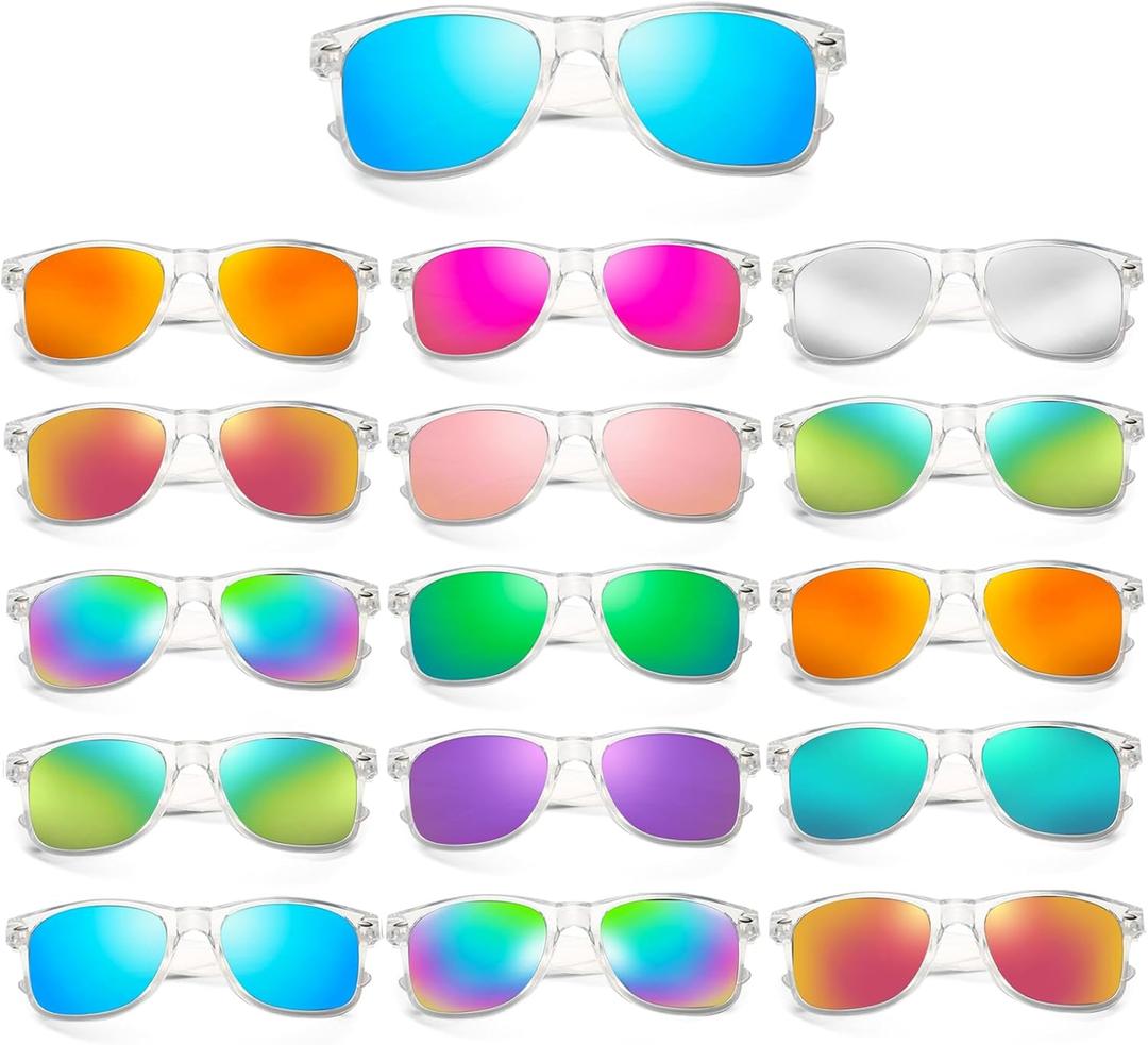 Matcheck 8/16 Pack Neon Colors Sunglasses Wholesale Bulk Party Favors Retro Classic Glasses Birthday Pool Unisex Adult