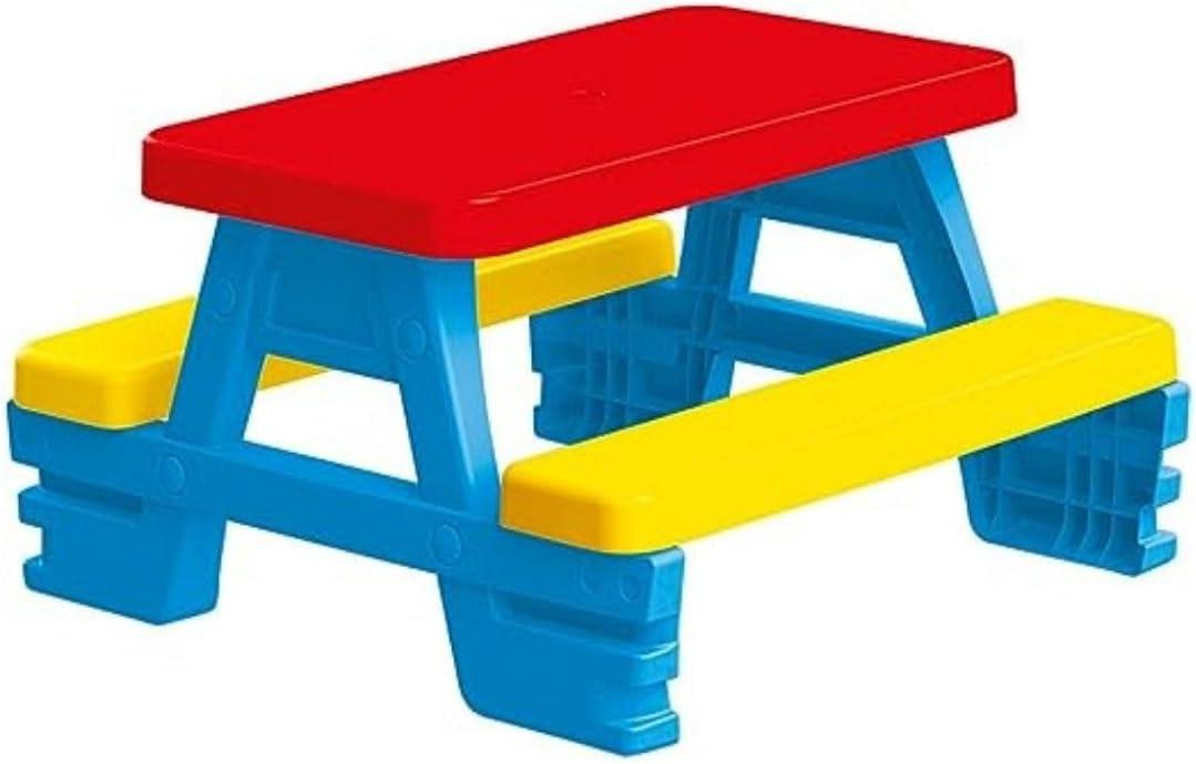 DOLU : Big Plastic Picnic Table for 4 - Blue, Red, Yellow - Indoor & Outdoor Use, 44lb Capacity, 44x77x71, Designed for Toddlers & Kids Ages 2+, 43 inches x 77 inches x 71 inches