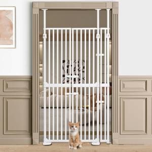 71" Extra Tall Cat Gate, Fits 30.31-38.27" Wide, 74.8-90.5" Height Opening, 1.34" Gap, No Drilling Pressure Mount Design, Innovation Double Opening Pet Gate