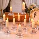 NUPTIO Candle Stick Candle Holder: Set of 20 Short Taper Candlestick Holders Bulk Small Modern Glass Tapered Candleholders for Wedding Christmas Holiday Centerpiece