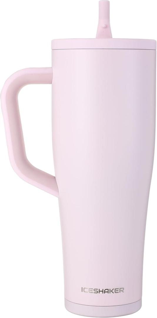 Ice Shaker 40 oz Tumbler with Handle and Straw | 40oz Oakley | Cold for 30+ Hours | 2-in-1 Tumbler Shaker Bottle | Odor-Free 40 ounce Bottle for Water, Protein Shakes, Smoothies, Cocktails