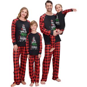 VS&LLWQ Family Christmas Pjs Matching Sets Christmas Pajamas for Family Christmas Elf Pjs Holiday Xmas Jammies Set (Medium, Ab2)
