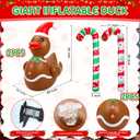 Lenwen 4ft Christmas Inflatable Duck Outdoor Decoration, Blow up Rubber Duck with Giant Candy Cane Inflatable Pool Float Golf Cart Decor for Xmas Holiday Yard Lawn Party Favor