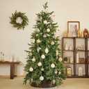 DN DECONATION Christmas Ball Ornaments Set of 12  3.14 White Glass Ball Ornaments with Gold Glitter Lines, Elegant Glass Christmas Decorations for Tree Holiday Dcor Wedding Party & Home