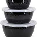 Golden Rabbit Enamelware - Set of 3 - Nesting Bowls (Solid Black)