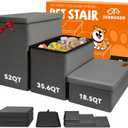 Dog Stairs with Storage 18" H, 3-Step Wider Dog Steps for Small/Medium/Large Old Dogs Cats, Folding Sturdy Pet Stairs Climbing Bed Couch, Ramp for Car Hold Up to 200 lbs (Dark Grey, No Condo)