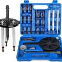 21 in1 Bearing Puller, Bearing Puller Set, Inner Hole Three-Jaw Puller, with Curved Hook and Red Steel Collet Multifunctional Bearing Removal Tool, with Heavy Duty Portable Storage Case Blue