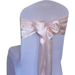 WELMATCH Blush Pink Satin Chair Sashes Ties - 12 pcs Wedding Banquet Party Event Decoration Chair Bows (Blush Pink, 12) (6.5"x108")