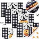 Vesici Buffalo Plaid Thanksgiving Placemats Set of 4, Double Sided 12 x 18 Inch Thanksgiving Placemats Set for Table Decorations Pumpkin Ghost(Pumpkin)
