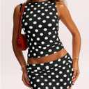WDIRARA Women's Y2k Polka Dots Tank Top Boat Neck Sleeveless Going Out Fitted Shirts, XS