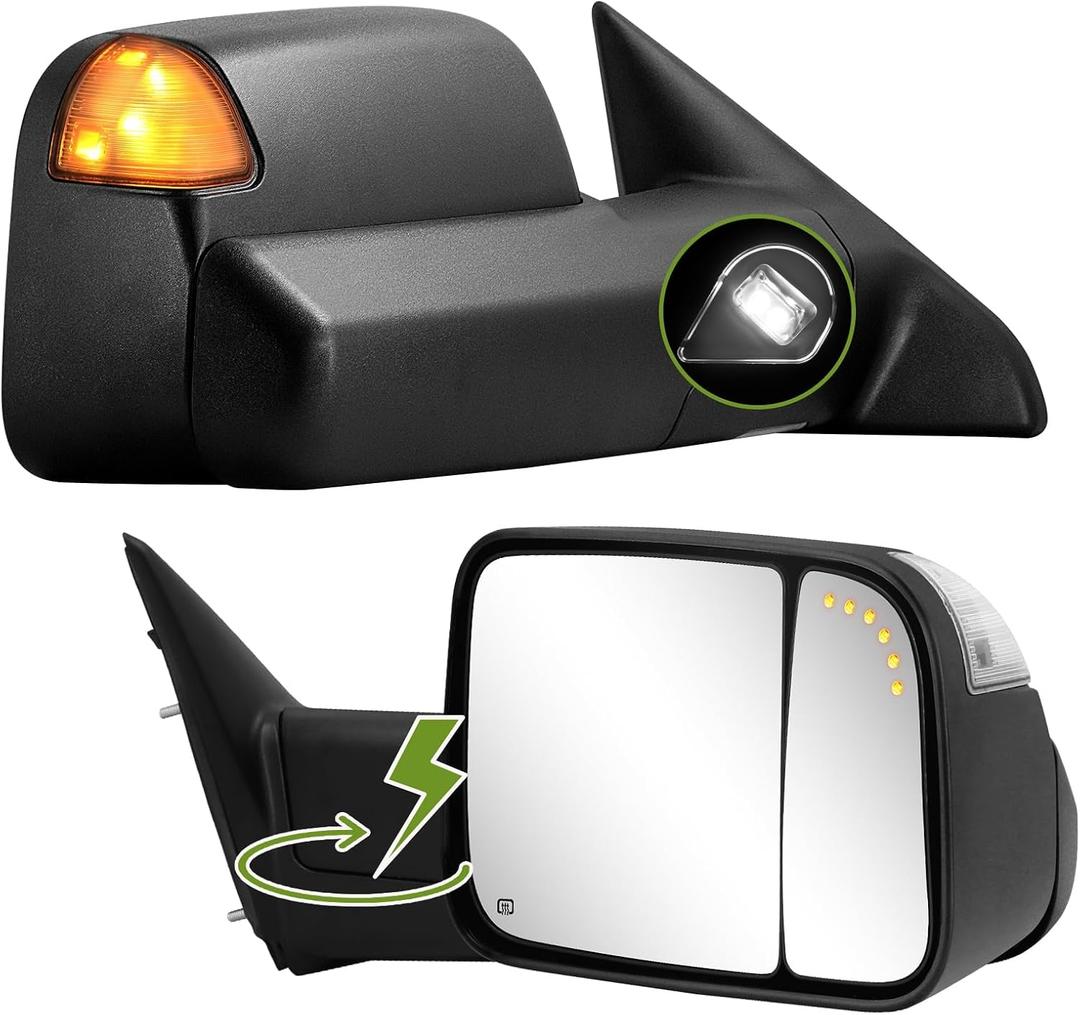 Power Folding Tow Mirrors Pair for 2010-2018 Ram 1500/2500/3500, 14 inches x 23 inches x 10 inches