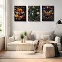 3 Pcs Dark Academia Butterfly and Bee Floral Wall Art Gothic Insect And Botanical Wall Decor Vintage Dark College Posters Canvas Prints Painting Picture for Bedroom Living Room 16x24in canvas