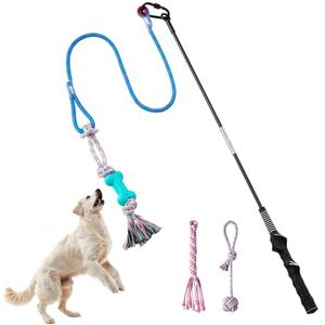 Aitmexcn Flirt Pole for Dogs Chase and Tug of War, Interactive Dog Toys for Large Medium Small Dogs, Dog Enrichment Toys with Rope Chewing Toys for Outdoor Training Playing Exercise