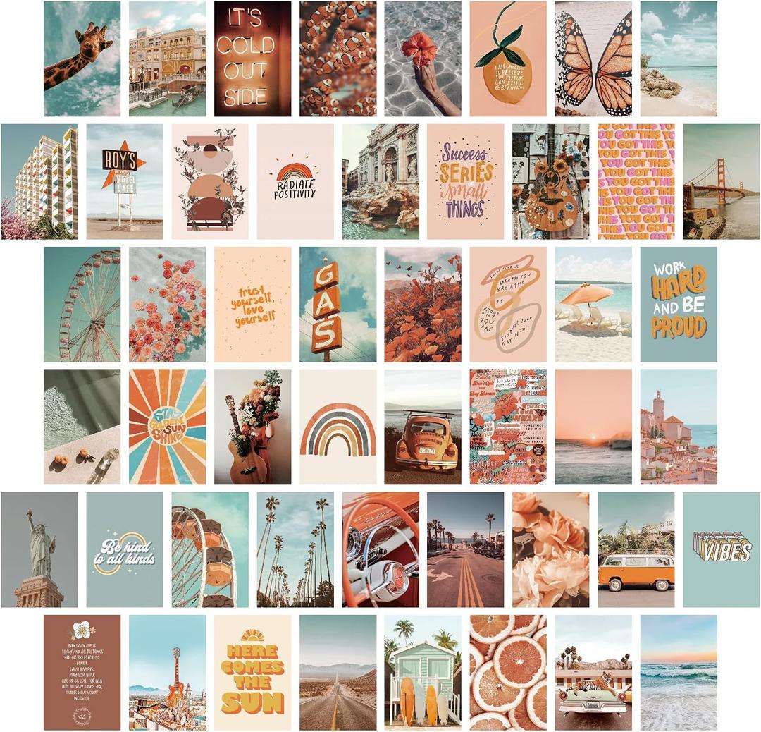 PROCIDA Wall Collage Kit for Teen Girls, Cute Aesthetic Room Decor, Boho Pictures Posters Aesthetic Wall Decor for Teen Girls Room 50 Set 4x6 Inch