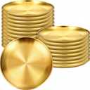 20 Pieces Gold Stainless Steel Plates, 6.5 Inch Metal Round Dinner Dishes, Reusable and Dishwasher Safe for BBQ, Salad, Snack, Desserts, Food Serving, Outdoor Camping