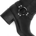 Women's Knee High Riding Boots Chunky Heel Wide Calf Motorcycle Boots with Side Zipper 7.5