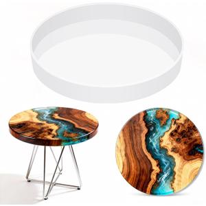 Vehipa Extra Large Resin Table Mold,14 Inch Round Resin Mold for River Table, DIY Resin Art, Coasters, Cutting Board, Desk Decor, Reusable Silicone Mold