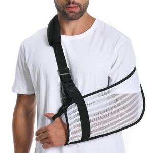 Arm Sling for Shoulder Injury with Removable Shoulder Strap, Breathable Mesh Fabric Shoulder Immobilizer for Men and Women, Medical Arm Sling for Showering Beach Use, White