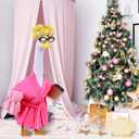 Lady Porch Goose Outfits,Bathrobe Porch Goose Statue Costume with Curlers Reading Glasses Coffee Cup Towel,Cute Goose Clothes for 23-Inch Cement or Plastic Statue,Lawn Yard Garden Patio Decor(Pink)