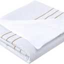 Duvet Cover Set 3 pcs(1 Duvet Cover+2 Pillowcases) 100% Cotton Sateen Woven Hidden Zipper Closure (White Beige, King)