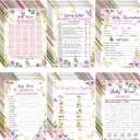 Sherr 320 Pcs Purple Butterfly Baby Shower Games: 6 Games Each 50 Sheets with 20 Pencils, Includes Baby Descriptions and Wishes, Guess Who, Bingo, Word Search