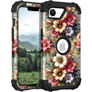 TEECOVER for iPhone 16e Case, Heavy-Duty Shockproof Full Protection Hard Plastic Bumper + Soft Silicone Rubber Protective Case for iPhone 16e - 6.1-Inch, Olive Green