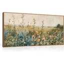 HLNIUC Vintage Watercolor Wildflower Landscape Horizontal Wall Art Framed 20x40