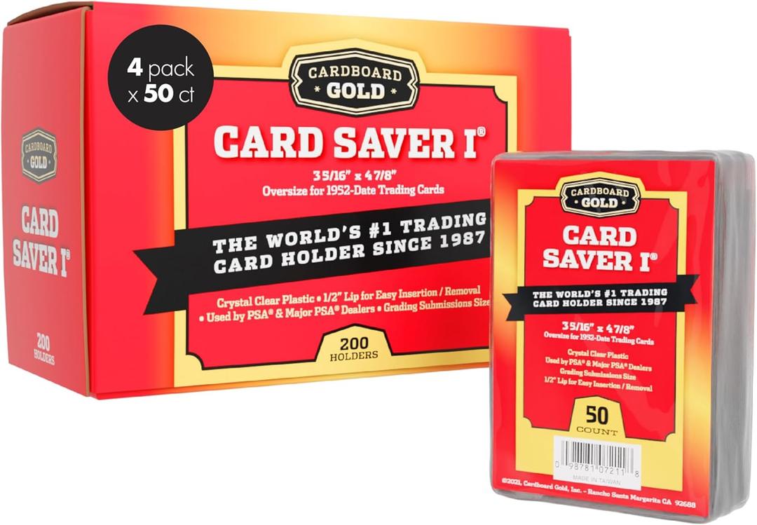 Cardboard Gold Card Saver 1-200 Count - Semi Rigid Card Holder, Trading Card Protectors - PSA-Approved Cardsaver for Baseball, Trading, Sports Cards - Card Sleeves, Binder, & Storage Box Compatible