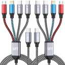 USB C 4 IN 1 Multi Charging Cable, Travel Essentials with Dual Type-C/ Micro/ IP Port, Universal Charging Cable for Multiple Devices Compatible iPhone16-5, Galaxy S25, iPad, Tablet & More (2 Packs, 5FT)