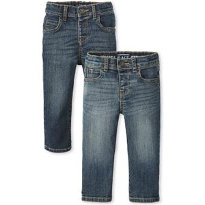 The Children's Place Baby Boys' Straight Leg Jeans (4T, Dark Wash 2-pack)
