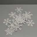Sawysine 16 Pcs Glitter Wooden 3D Snowflake Decor Christmas Table Decorations Snowflake Signs Winter Wooden Xmas Standing Centerpiece Fireplace Decoration for Winter Holiday(White)