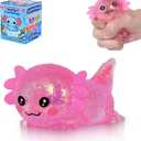 Axolotl Squishy Stress Ball, Soft TPR Slow Rising Squeeze Toy, Cute Axolotl Fidget Toy for Stress Relief, Anxiety Calming Sensory Toy for Kids Adults(Pink Lie Axolotl)
