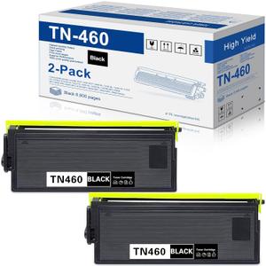 TN-460 TN460 High Yield Toner Cartridge (Black, 2-Pack) Replacement for Brother TN460 TN 460 to use with DCP-1200 DCP-1400 HL-1230 HL-1240 MFC-8500 MFC-8600 IntelliFax-5750 IntelliFax-4100 Printer