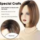XIUFAXIRUSI XIUFAXIRUSI Short Brown Bob Wigs for Women Layered Straight Brown Mix Blonde Highlights Classic Short Hair Wig with Side Part Dark Root Natural Synthetic Wig