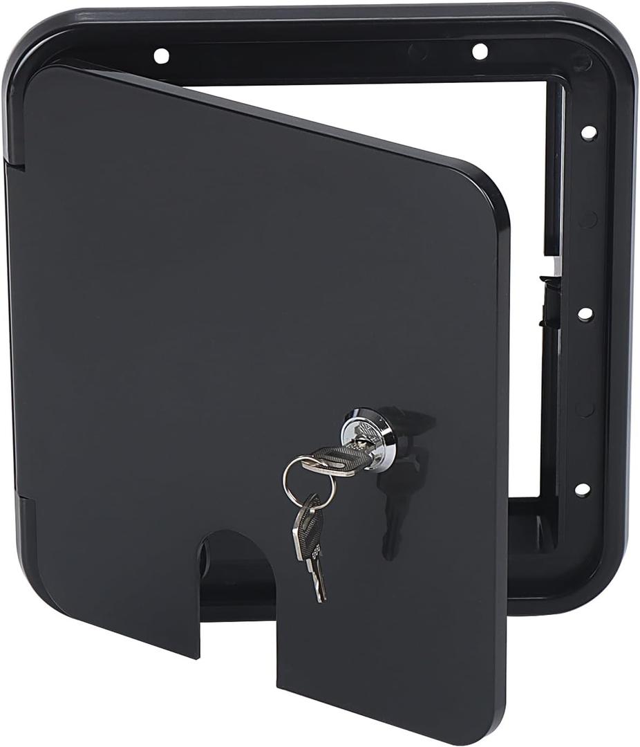 LCGP RV Access Door Electrical Cord Trailer Power Cord Cable Hatch Camper Hose Storage Door Compartment Black (5.9"*6.5")