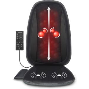 COMFIER Back Massager for Back Pain,Shiatsu Massage Chair Pad for Full Back,Spot Massage,Electric Seat Cushion with Heat,Heated Chair Massager for Office,Home,Gifts for Mom,Dad,Him,Her,Black