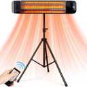 Paraheeter Electric Outdoor Heater, Infrared Patio Heater for Outdoor/Indoor Use, Wall Mounted/Ceiling/Tripod Infrared Heater Outdoor, 1500W Electric Patio Heater, CSA certificate.