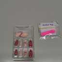 24Pcs Valentines Day Press on Nails Short Almond Fake Nails with Heart Star Designs New Year Bow False Nail Winter Acrylic Nail Kit Red French Tip Full Cover Stick on Nails for Women Nail Art Supplies