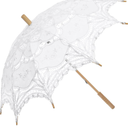 SQOIKOS Lace Parasol Umbrella Vintage Wedding Bridal Lace Umbrella for Decoration Photo Tea Party 32 Inch Adult Size (white)