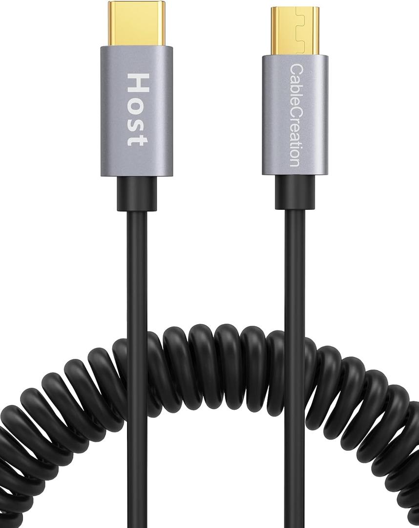 CableCreation 4FT Coiled USB C to Micro USB OTG 480Mbps Type C to USB Cable for MacBook Pro Air S21 S20 S10 Pixel 5/4/3/2 etc. 1.2M Black