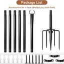 6 Pack String Light Poles for Outside, Upgraded Heavy-Duty Metal Poles for Outdoor String Lights with Fork, Adjustable Lighting Hanging Accessories for Patio Decor Pergola Backyard Garden Decorations