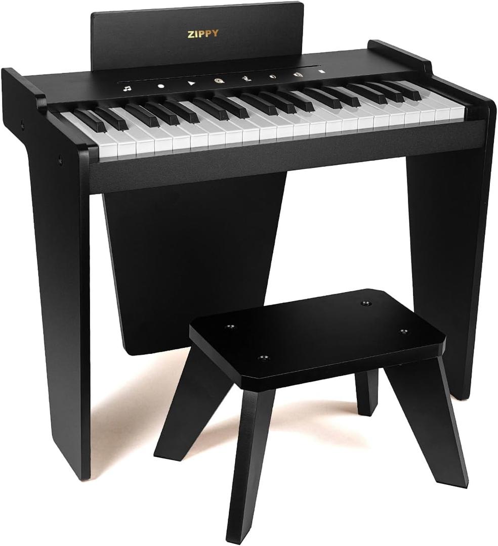 ZIPPY Kids Piano Keyboard, 37 Keys Digital Piano for Kids, Music Educational Instrument Toy, Wood Piano for 3+ Girls and Boys (Black Plus)