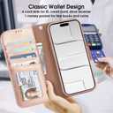Arae Compatible with iPhone Air Case Wallet with Card Holder, Wristlet Strap Wallet Flip Cover for iPhone Air 6.5 inch Men/Women, RFID Blocking, Kickstand, Rose Gold