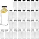 Encheng 8 oz Glass Bottles,Reusable Glass Water Bottle With Airtight Lids,Vintage Drinking Jars for Smoothies, Kombucha,Tea,Juicing Bottles Beverage Milk Bottle With Caps,Liquid Storage Jars 30pack (Black)