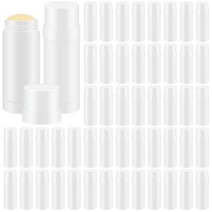 Teenyyou 50 Pcs 60ml/2oz Empty Deodorant Containers Twist Up Plastic Filling Bottle Refillable Deodorant Holder Tube for Homemade DIY Lipstick Sunscreen Balm Lotion Bar (White)