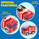 JOYIN 4 Packs Emergency Vehicle Toy Playsets, Friction Powered Vehicles with Light and Sound, Including Fire Truck, Ambulance, Play Police Car and Helicopter, Toddler Kids Boys Gifts