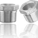 316 Stainless Steel Hex Bushing Reducer, 1/2" NPT Male to 1/4" NPT Female Pipe Fitting Adapter - Corrosion Resistant Connector for Plumbing, Hydraulic, Air, Oil & Gas Systems (1/2" to 1/4")