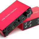 USB Audio Interface with 48V Phantom Power 24Bit/192kHz 4 Line Outputs & 2 Line Inputs for the Musicians, Vocalist, Podcaster,USB Audio Interface Works with Most DAWs and Recording Software