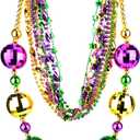 Mardi Gras Beads Jumbo Necklace Gold Purple Green Necklaces for Mardi Gras Party Favors, Mardi Gras Parades